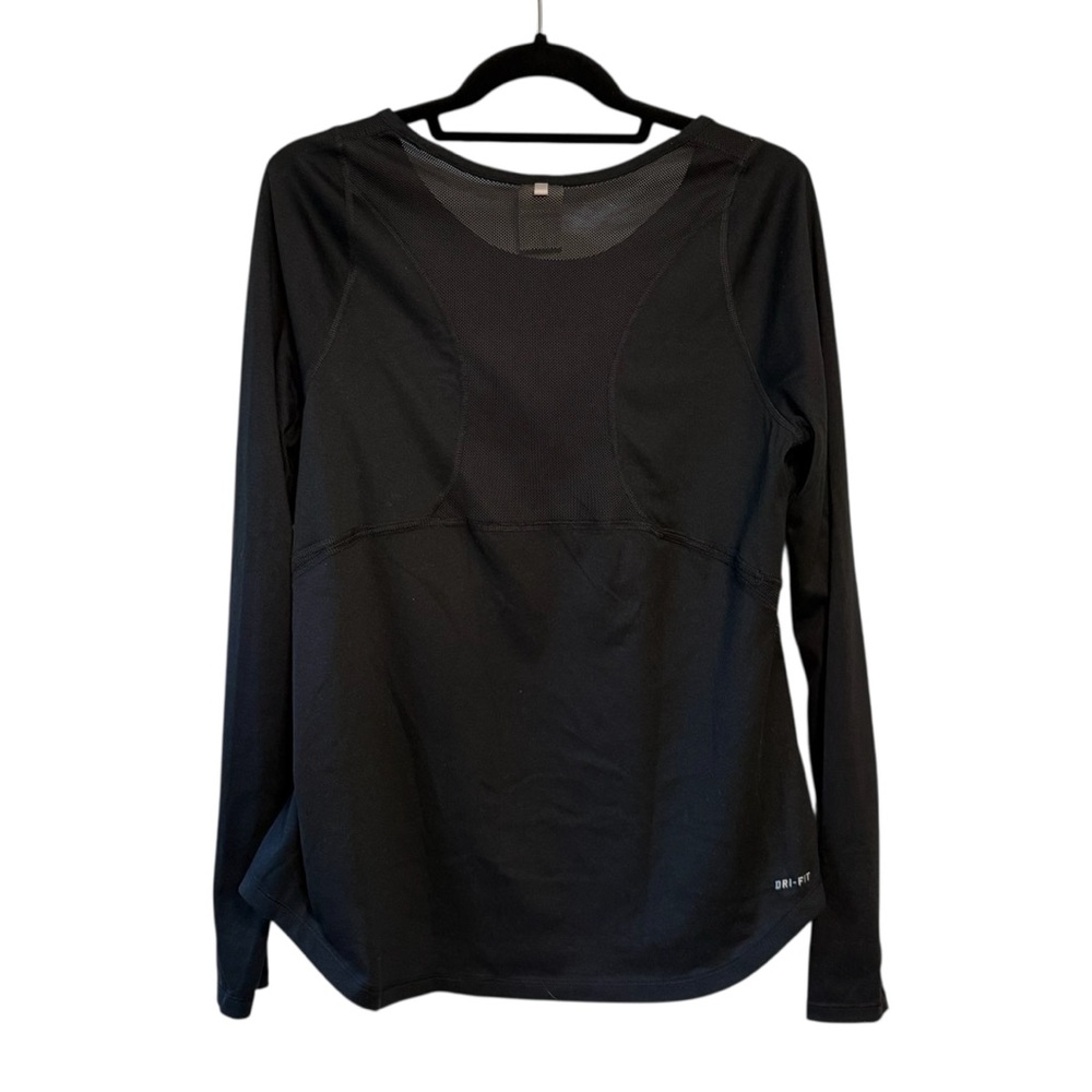 Nike Dri-Fit Long Sleeve Tee w Mesh Accents Black Size Medium - Picture 2 of 5